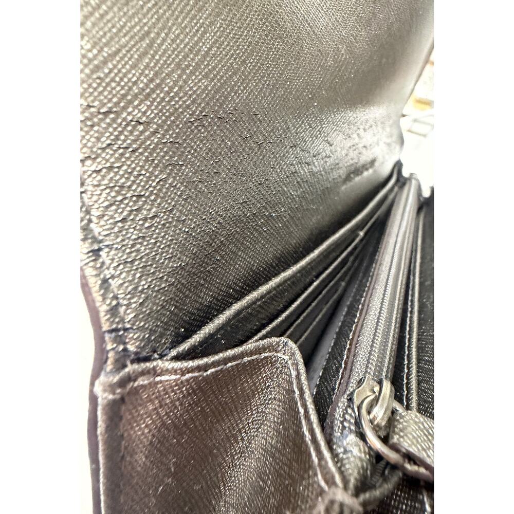 Michael Kors Metallic Taupe Saffiano Leather Wallet Contienental Snap Flap GUC - Picture 8 of 9